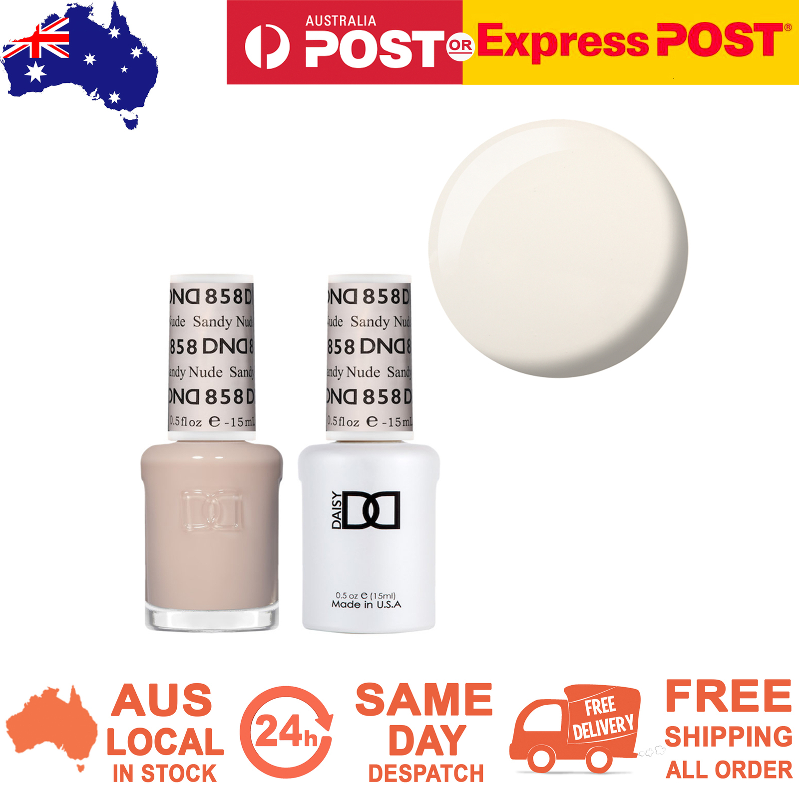 DND 858 Sandy Nude - DND Collection Nail Gel & Lacquer Polish Duo 15ml - Picture 1 of 1