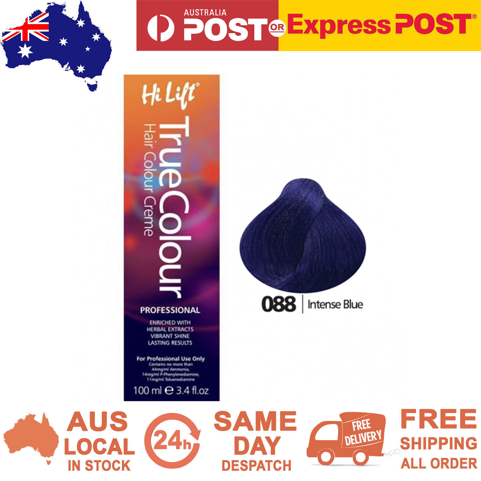 Hi Lift True Colour Permanent Hair Dye Cream 088 Intense Blue