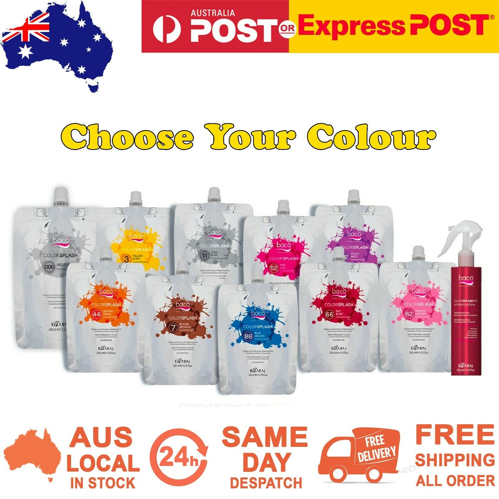 Kaaral Baco Colorsplash Vivids Pastels Hair Dye Semi Permanent Color 200 ml