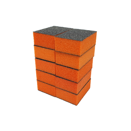 Buffer Mini 2 Way Sanding File Block Orange Black Grit 100/100 10 pcs