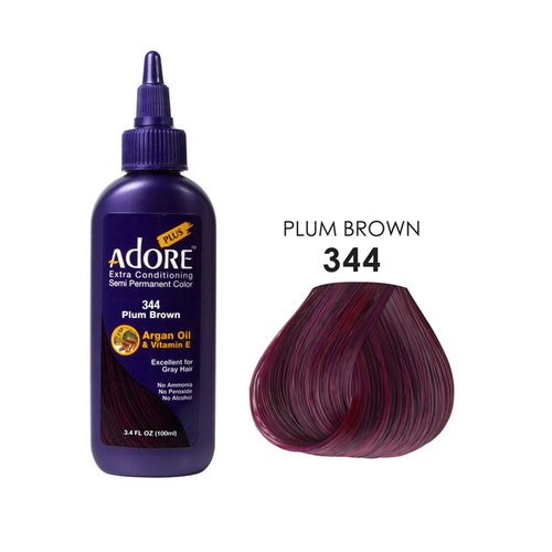 Adore Plus Semi Permanent Hair Colour - 344 Plum Brown 100ml