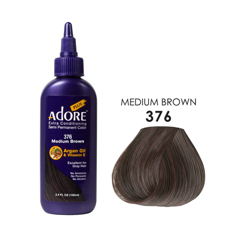 Adore Plus Semi Permanent Hair Colour - 376 Medium Brown 100ml