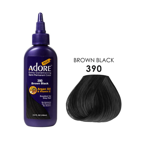 Adore Plus Semi Permanent Hair Colour - 390 Brown Black 100ml