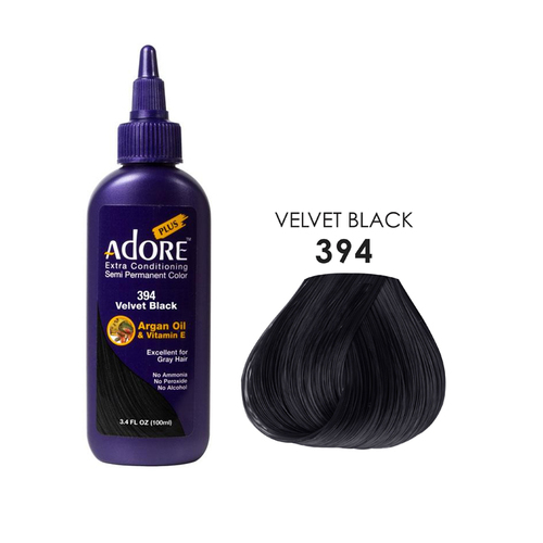 Adore Plus Semi Permanent Hair Colour - 394 Velvet Black 100ml