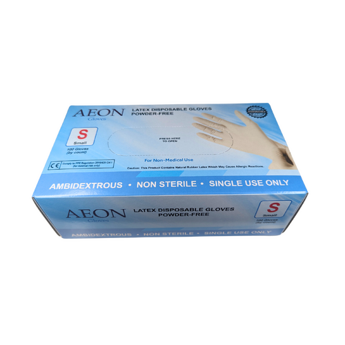 AEON - Vitals Easy Fit Latex Powder Free Gloves Size S Small 100pcs