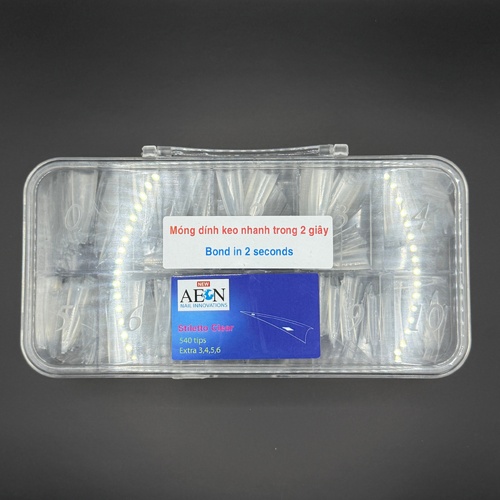 AEON False Fake Nail Tip Box Stiletto Point Pointing - Clear 540pcs