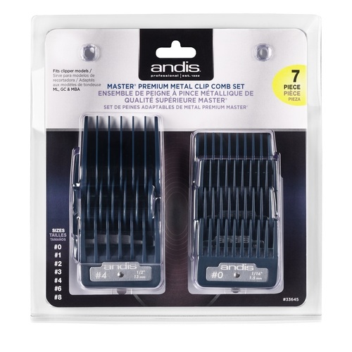 Andis Master Premium Attachment Metal Comb Clip Set 33645 7pcs