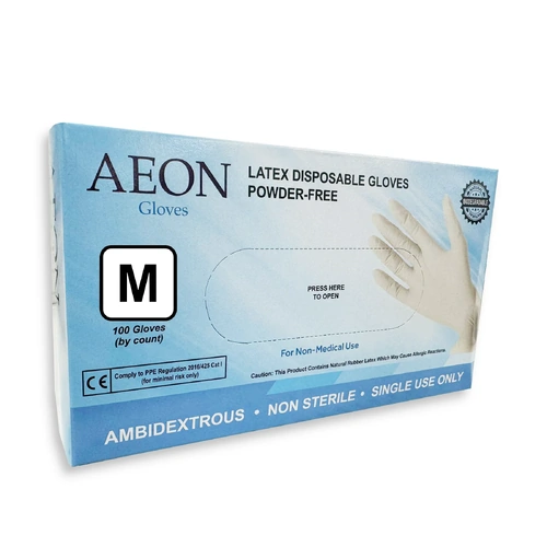 AEON - Disposable Latex Powder Free Nail Gloves Size (M) Medium - 100pcs