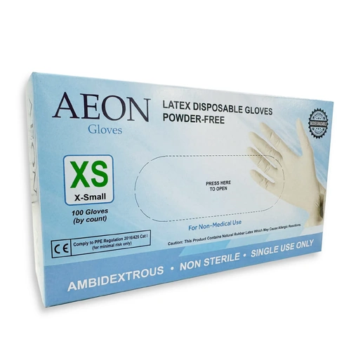 AEON - Disposable Latex Powder Free Nail Gloves Size (XS) Extra Small - 100pcs