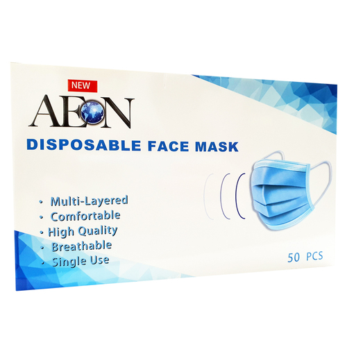 AEON Disposable Face Mask Blue 3 Layers Anti Bacterial Filter 50 pcs