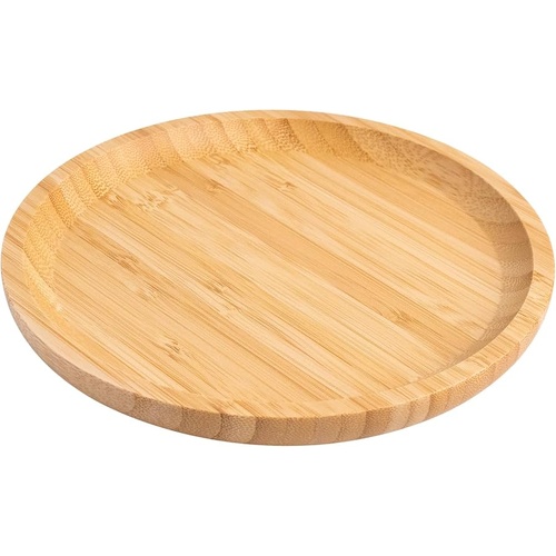 Solid Bamboo Wood Serving Tray Round Nail Manicure Pedicure 25cm