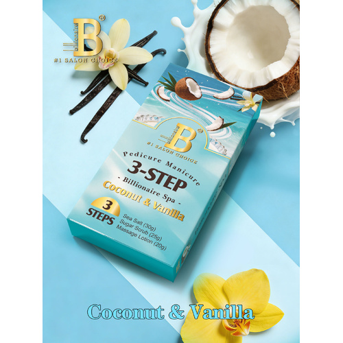 Billionaire Spa Nail Pedicure Kit 3 Steps - Coconut & Vanilla