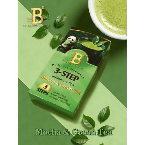 Billionaire Spa Nail Pedicure Kit 3 Steps - Matcha & Green Tea