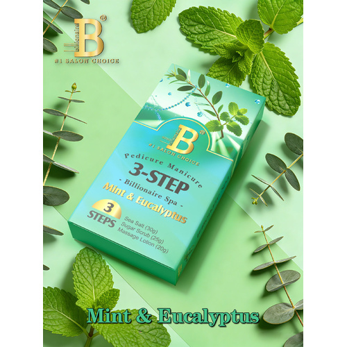 Billionaire Spa Nail Pedicure Kit 3 Steps - Mint & Eucalyptus