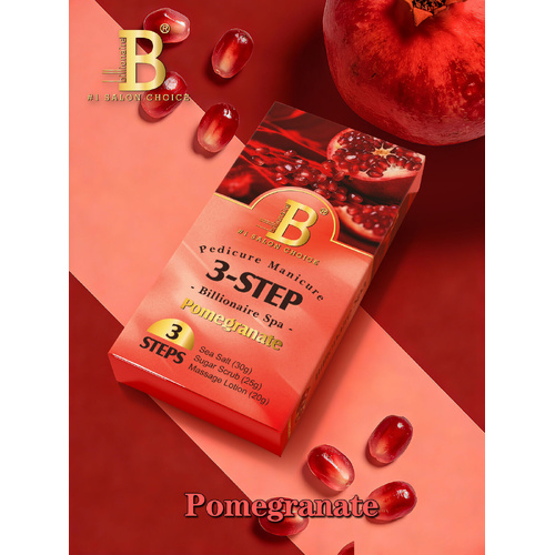 Billionaire Spa Nail Pedicure Kit 3 Steps - Pomegranate