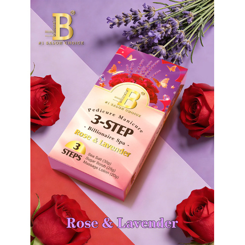 Billionaire Spa Nail Pedicure Kit 3 Steps - Rose & Lavender