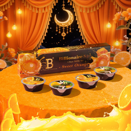Billionaire Bubble Spa Nail Deluxe Pedicure Kit 4 Steps - Sweet Orange