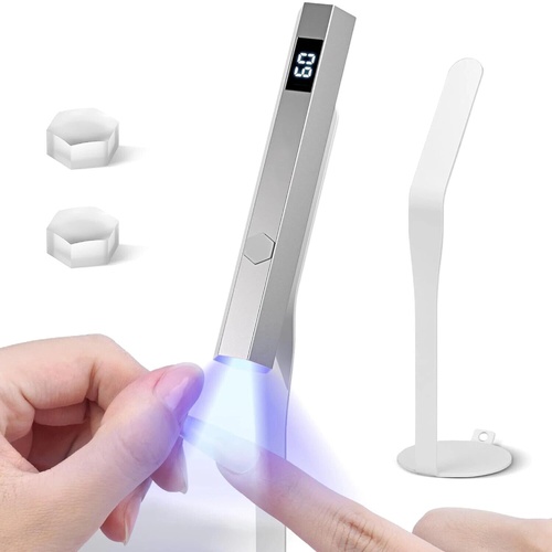 Portable Mini UV LED Gel Nail Dryer 360° Rotation Handheld Light Lamp Magnetic Holder Fast Drying