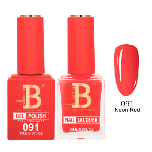 Billionaire 091 Neon Red - Imperial Collection Gel & Lacquer Duo 15ml