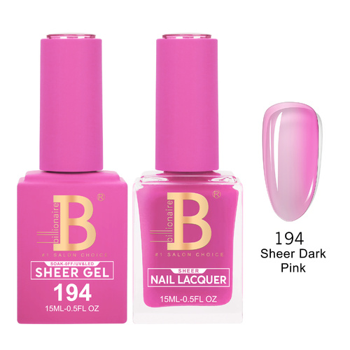 Billionaire 194 Sheer Dark Pink - Imperial Collection Gel & Lacquer Duo 15ml