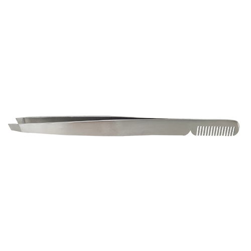 Cedrus Stainless Steel Eyebrow Slanted Tip Tweezers With Comb