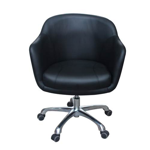 Salon Customer Chair Arm Rest Round 201 Hydraulic Swivel Leather PU Black