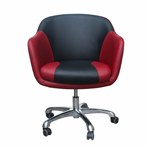 Salon Customer Chair Arm Rest Round 201 Hydraulic Swivel Leather PU Black Burgundy