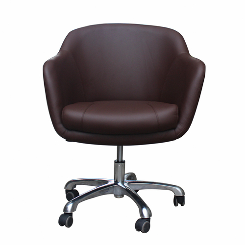 Salon Customer Chair Arm Rest Round 201 Hydraulic Swivel Leather PU Chocolate