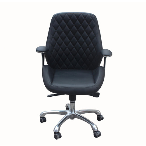 Salon Customer Chair Arm Rest Round 3219B Hydraulic Swivel Leather PU Black