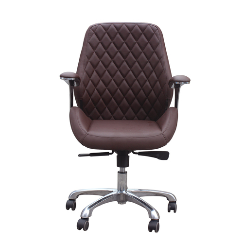 Salon Customer Chair Arm Rest Round 3219B Hydraulic Swivel Leather PU Chocolate