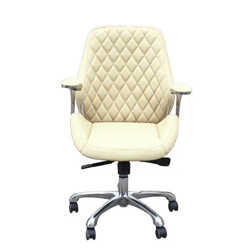 Salon Customer Chair Arm Rest Round 3219B Hydraulic Swivel Leather PU Khaki