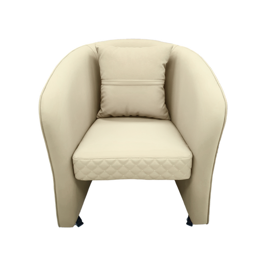 Salon Customer Chair Arm Rest Round 3232 Swivel Leather PU Khaki