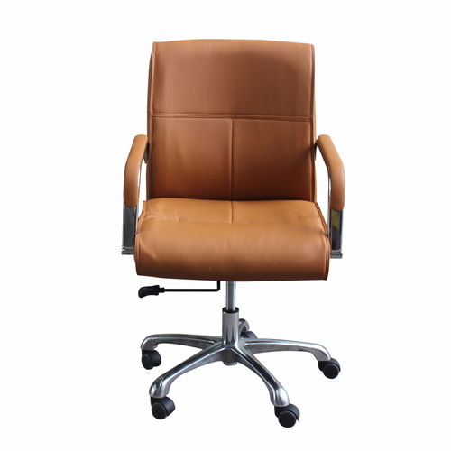 Salon Customer Chair Arm Rest Round 823 Hydraulic Swivel Leather PU Cappuccino