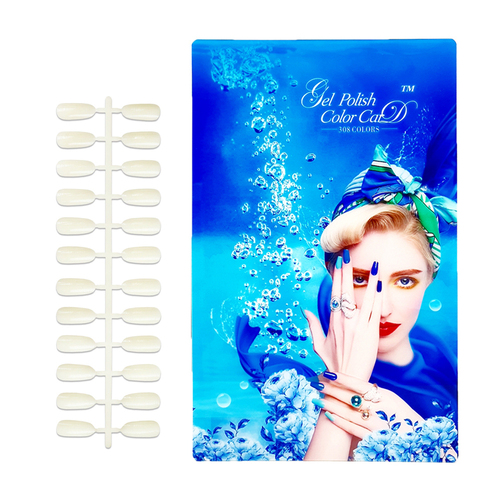 308 Colors Nail Gel Polish Display Book Chart Card Board with 360 Tips (Blue)