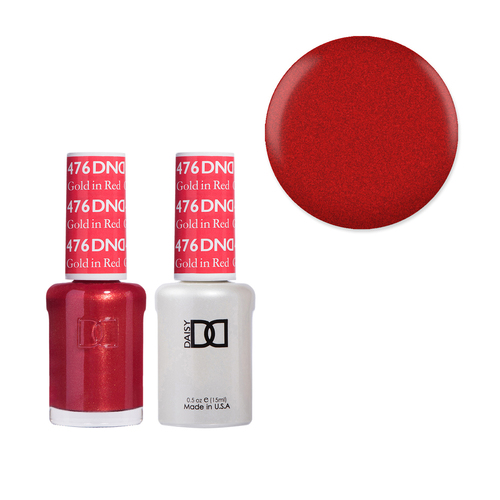 DND 476 Gold In Red - Daisy Collection Gel & Lacquer Duo 15ml