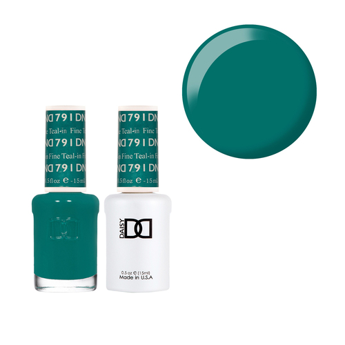 DND 791 Teal-in Fine - Daisy Collection Nail Gel & Lacquer Polish Duo 15ml