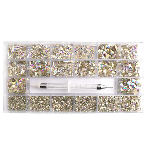 Rhinestone Diamond Glass Crystal AB Mixed Multi Shape Kit Box