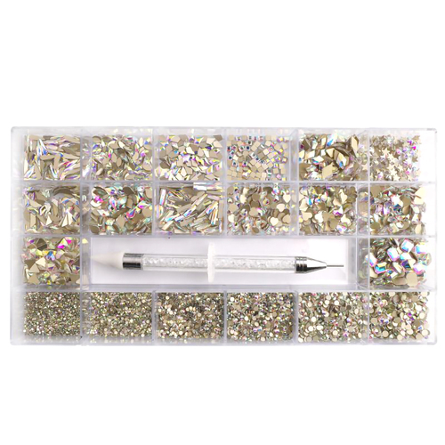 Rhinestone Diamond Glass Crystal AB Mixed Multi Shape Kit Box
