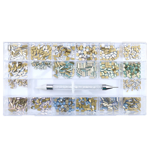 Rhinestone Diamond Glass Crystal Mixed Multi Shape Only Kit Box