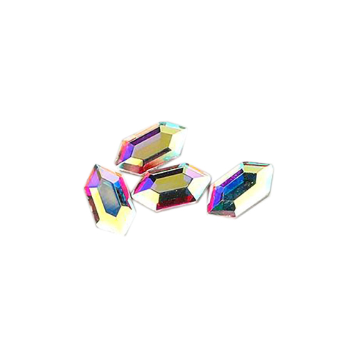 Rhinestone Diamond Crystal AB Gold Elongated Hexagon Shape 4x8mm 144pcs