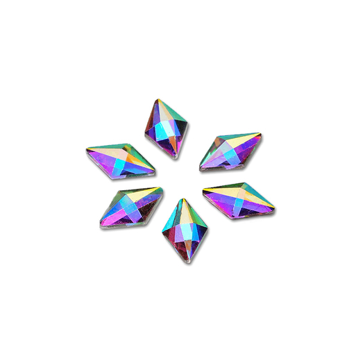 Rhinestone Diamond Crystal AB Gold Rhombus Shape 6x10mm 144pcs