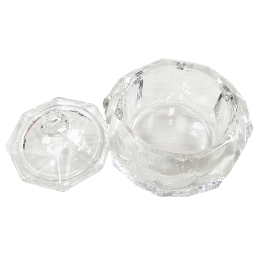 Empty Glass Dappen Dish Powder Jar - Diamond Round Shape LTM-011 (1oz)
