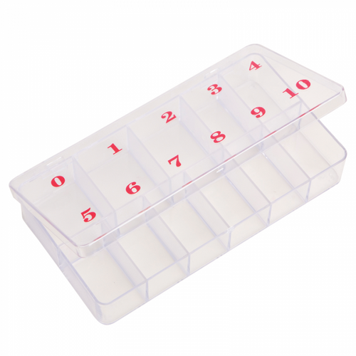 Empty Nail Tip Box Plastic Natural Translucent 11 Spaces