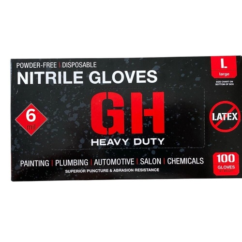 GH - Nail Black Nitrile Powder Free Gloves 6 Mil - Size L Large 1000pcs (Box of 10)