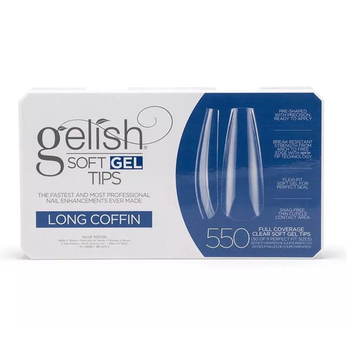 Gelish Soft Gel Tips Box Nail False Fake Long Coffin - 550pcs
