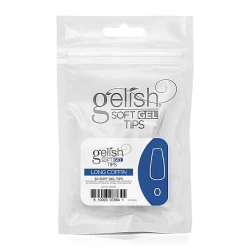 Harmony Gelish Soft Gel Nail False Tips Long Coffin Refill Size 0 50pcs