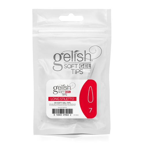 Harmony Gelish Soft Gel Nail False Tips Long Stiletto Refill Size 7 50pcs