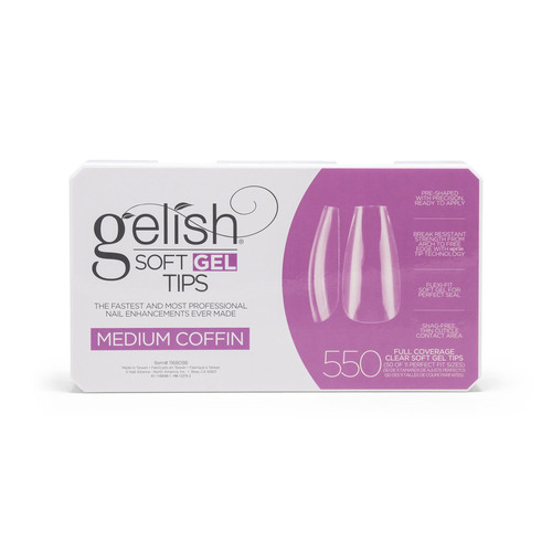 Gelish Soft Gel Tips Box Nail False Fake Medium Coffin - 550pcs