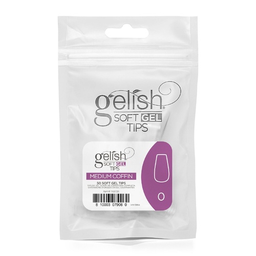 Harmony Gelish Soft Gel Nail False Tips Medium Coffin Refill Size 0 50pcs