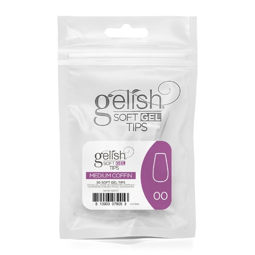 Harmony Gelish Soft Gel Nail False Tips Medium Coffin Refill Size 00 50pcs